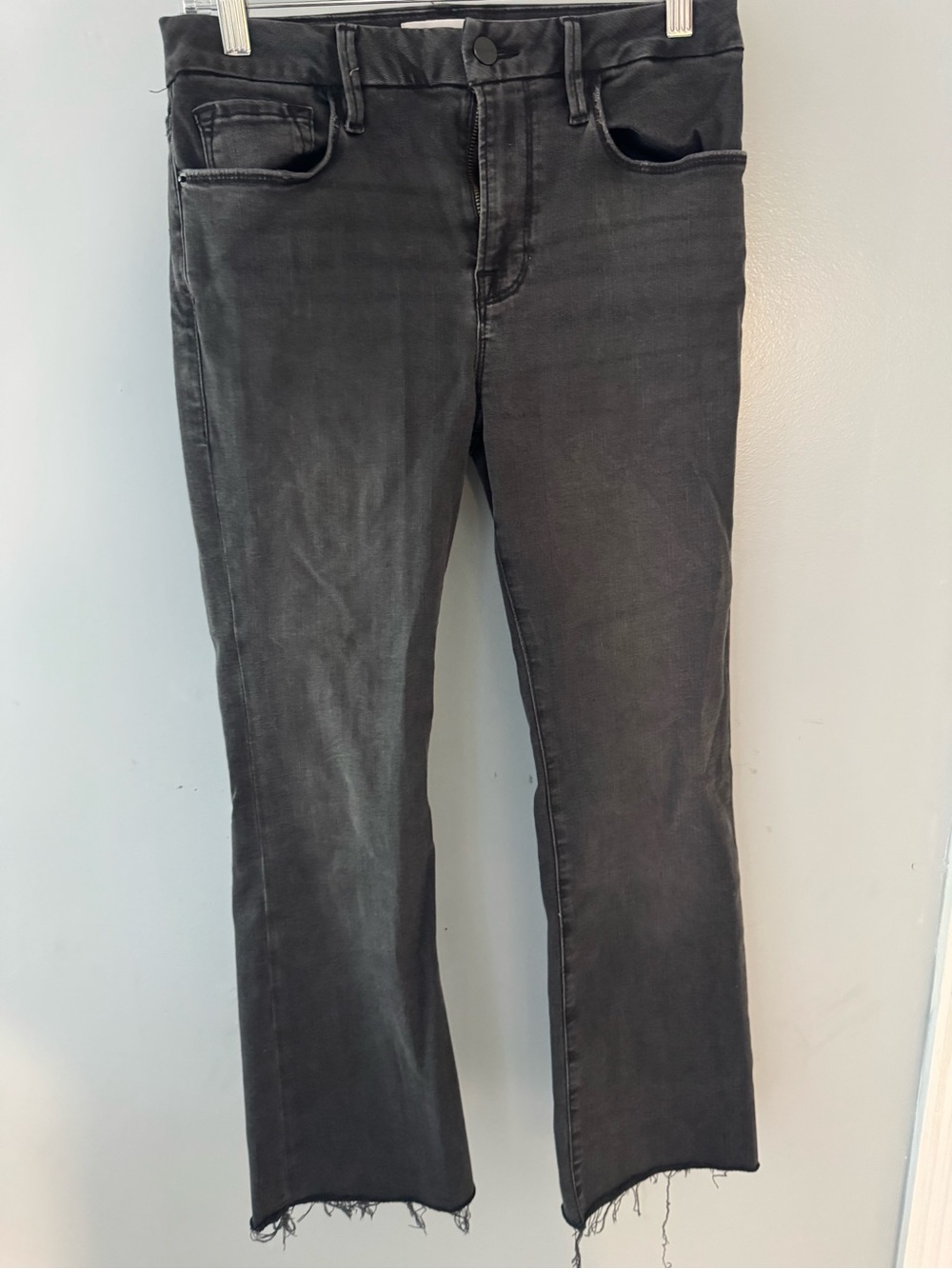 Frame Denim Black Cropped Straight-Leg Jeans